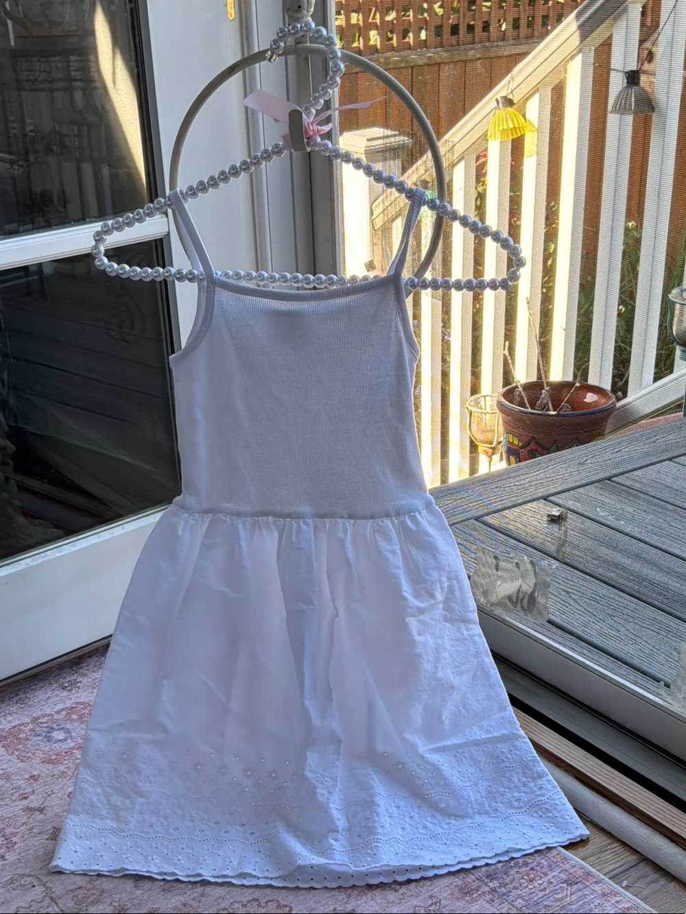 Hanna Andersson White Girls' Sleeveless Eyelet Sundress